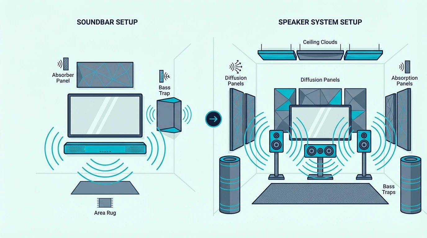Setup complexity comparison for soundbars and separate speakers