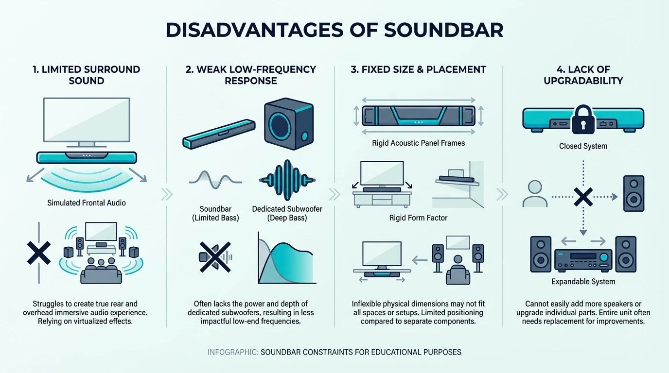 Common disadvantages of soundbars