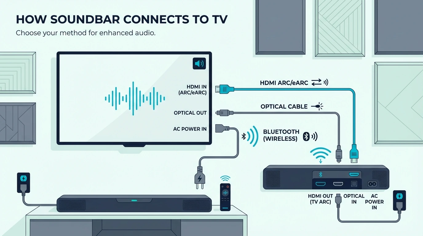 How a soundbar connects to a TV
