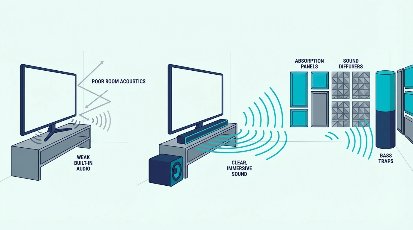 Dialogue clarity improvement from adding a soundbar to a smart TV