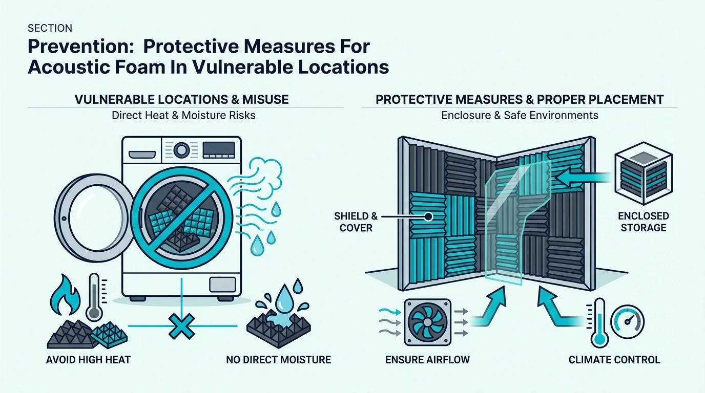 Ways to protect acoustic foam from spills, leaks, and humidity