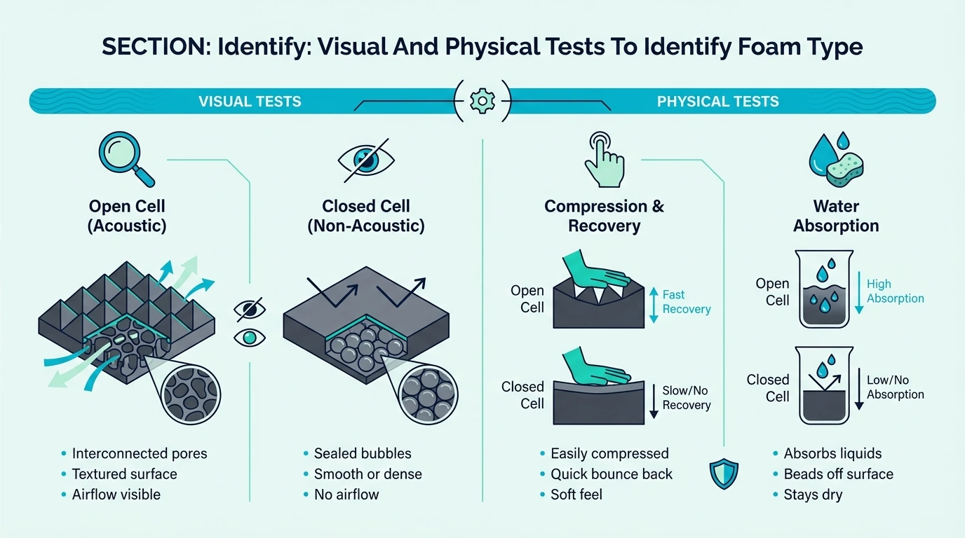 Simple visual and hands-on tests to identify open-cell vs closed-cell foam