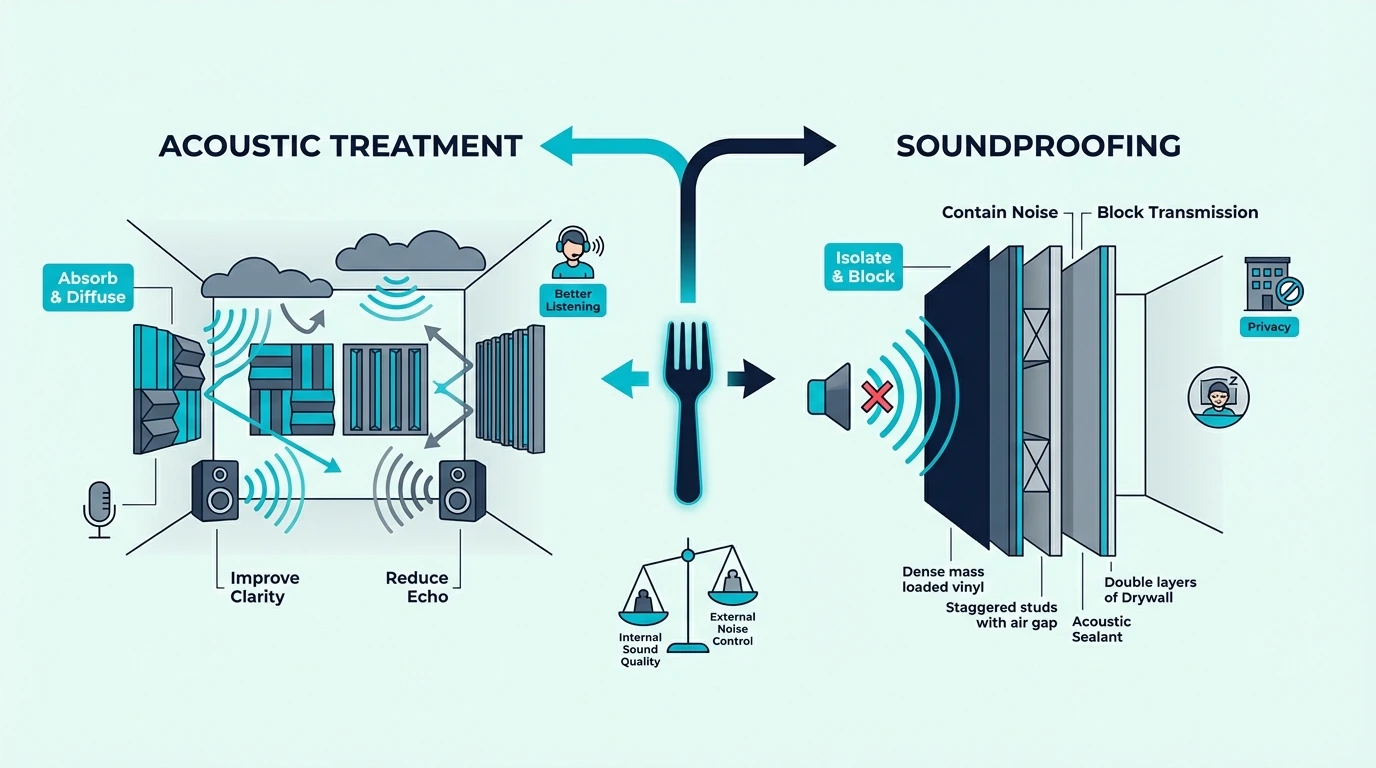 Decision for acoustic treatment vs soundproofing