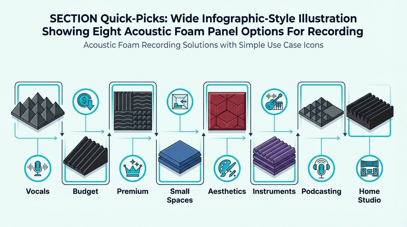 Eight acoustic foam panel options for recording compared by use case