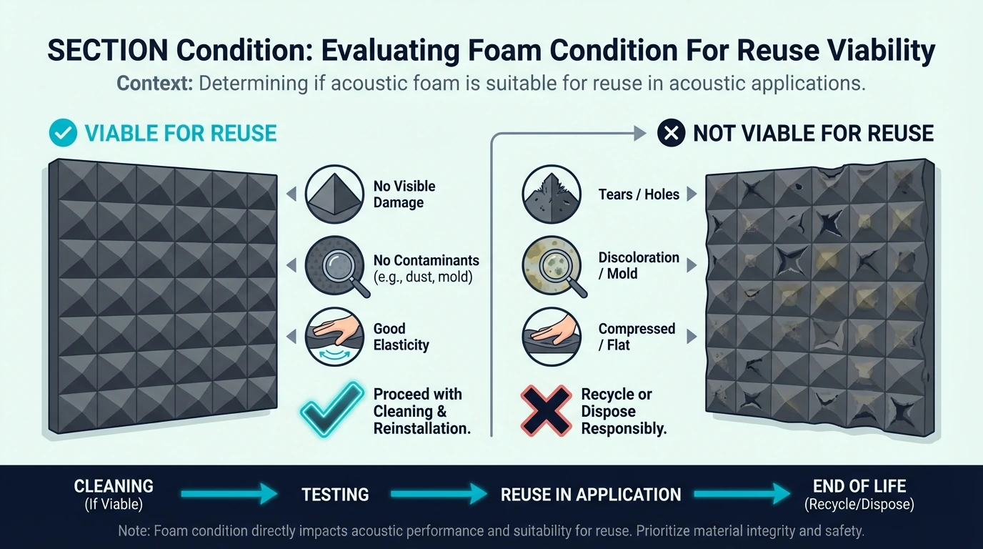 Checking whether acoustic foam is still in good condition for reuse