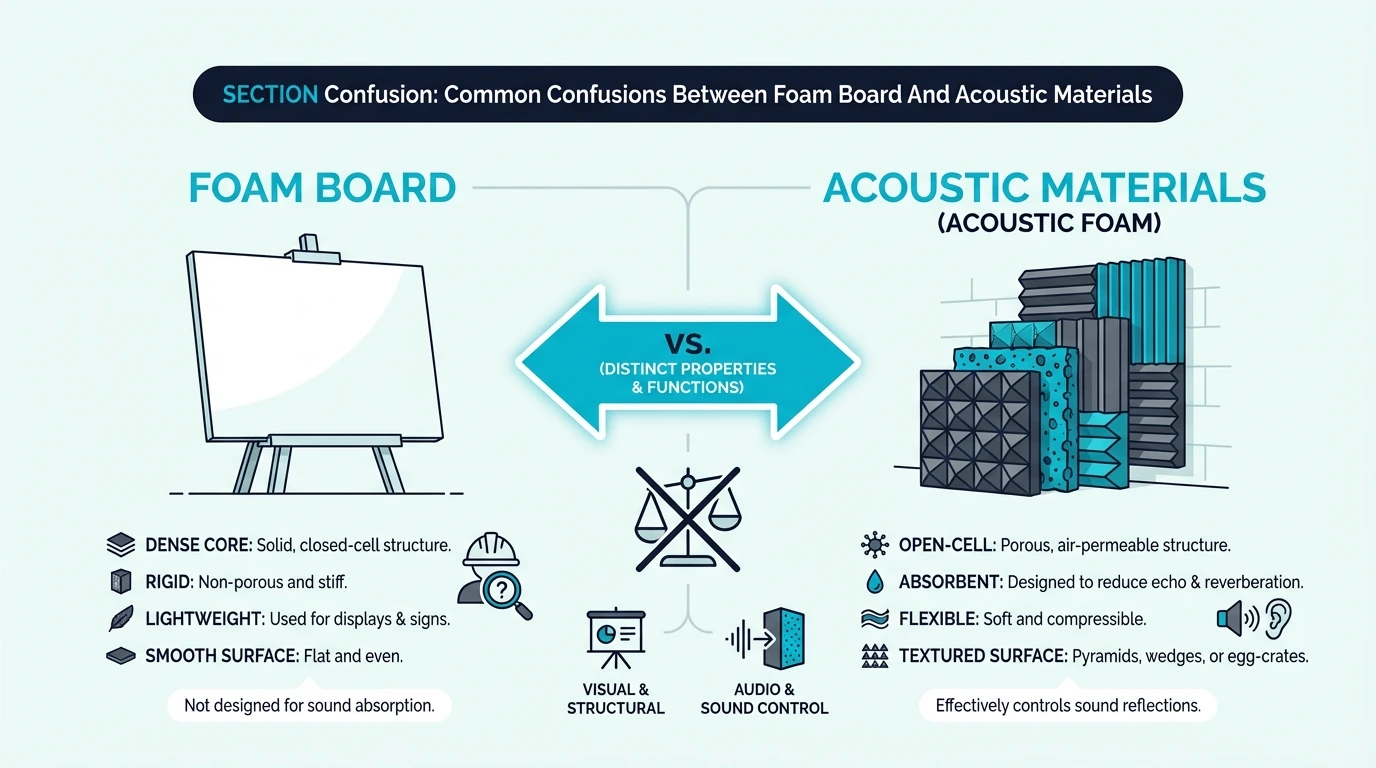 Common confusions between foam board and acoustic materials