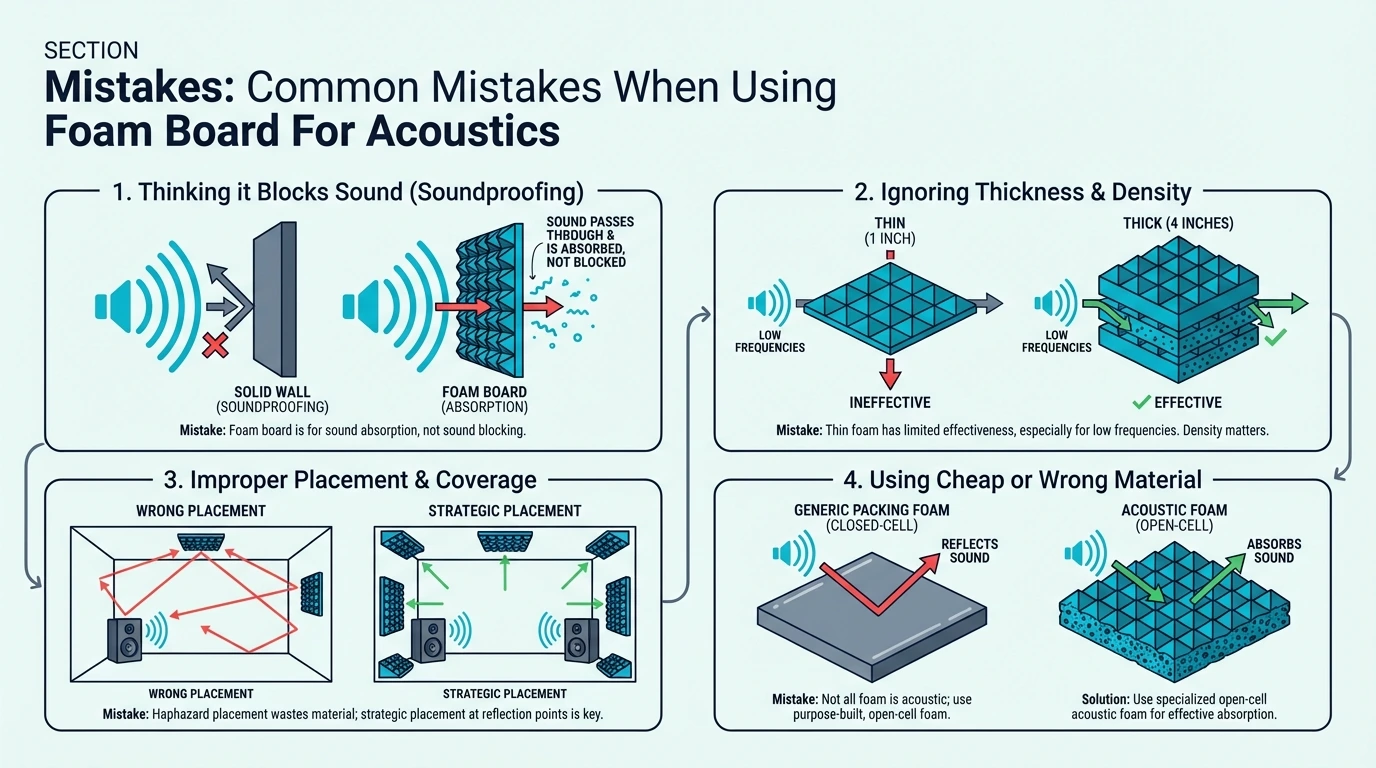 Common mistakes when using foam board for acoustics