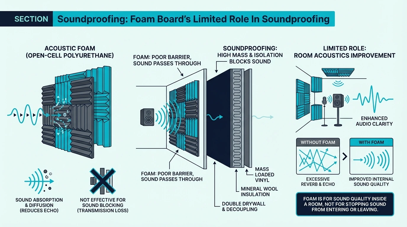 Foam board's limited role in soundproofing