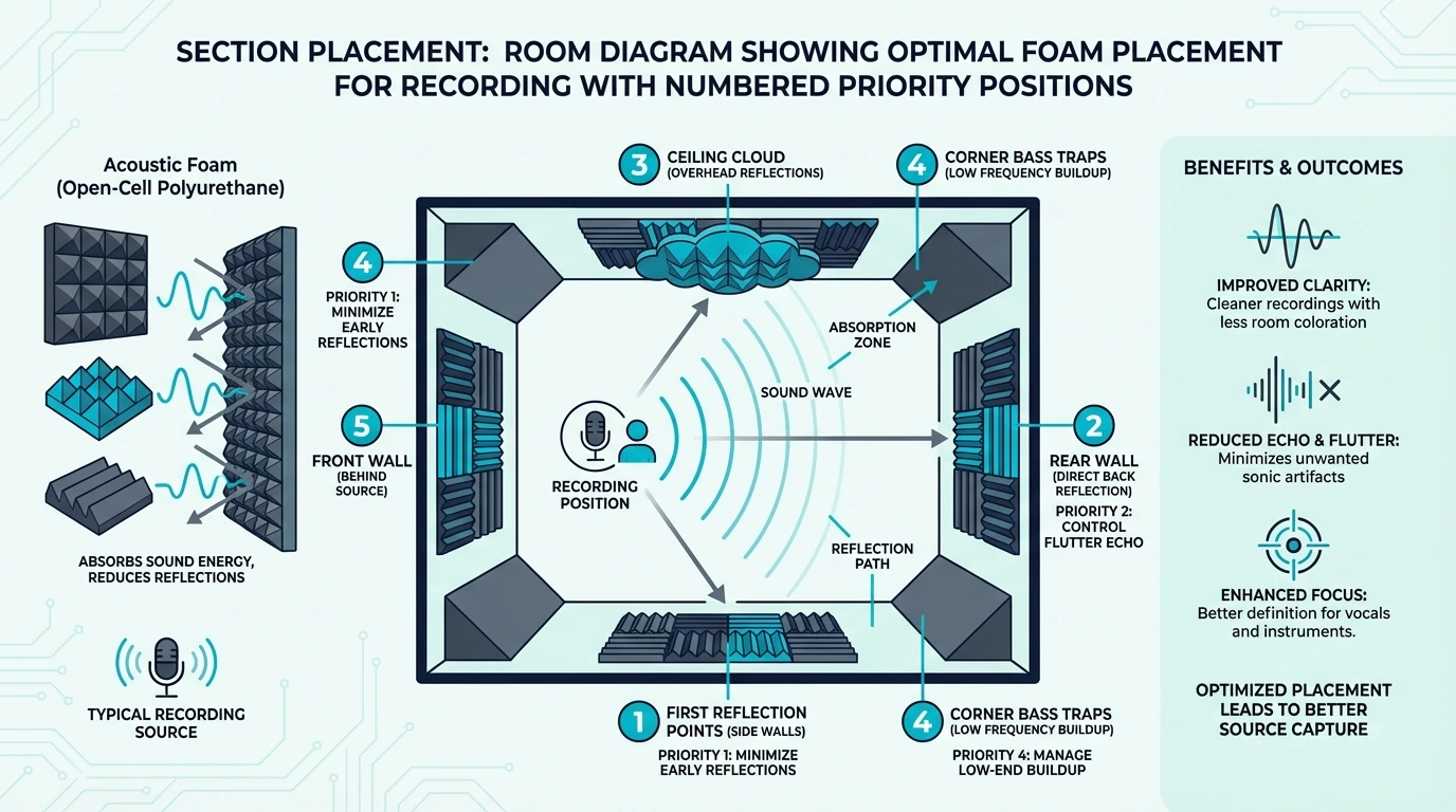 Room Diagram Showing Optimal Foam Placement For Recording With Numbered Priority Positions