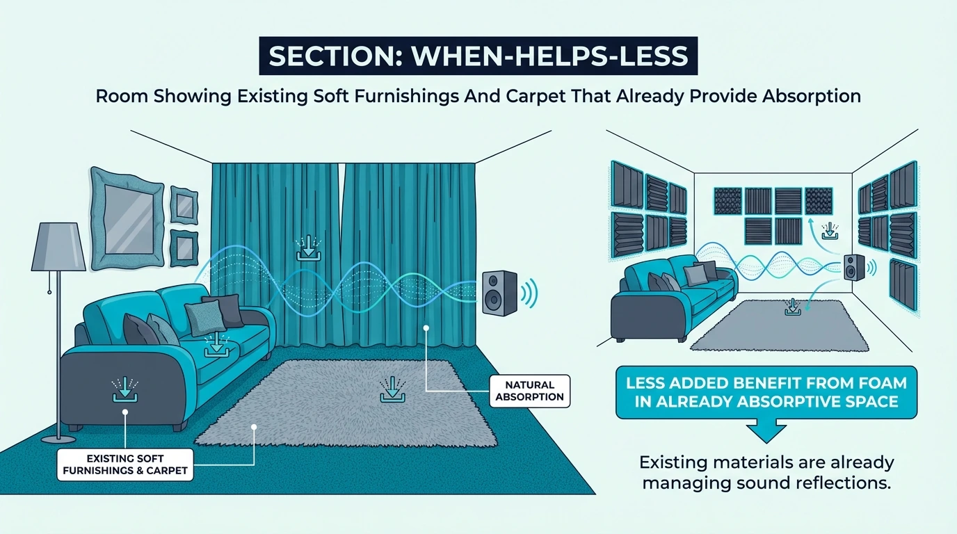 Room Showing Existing Soft Furnishings And Carpet That Already Provide Absorption