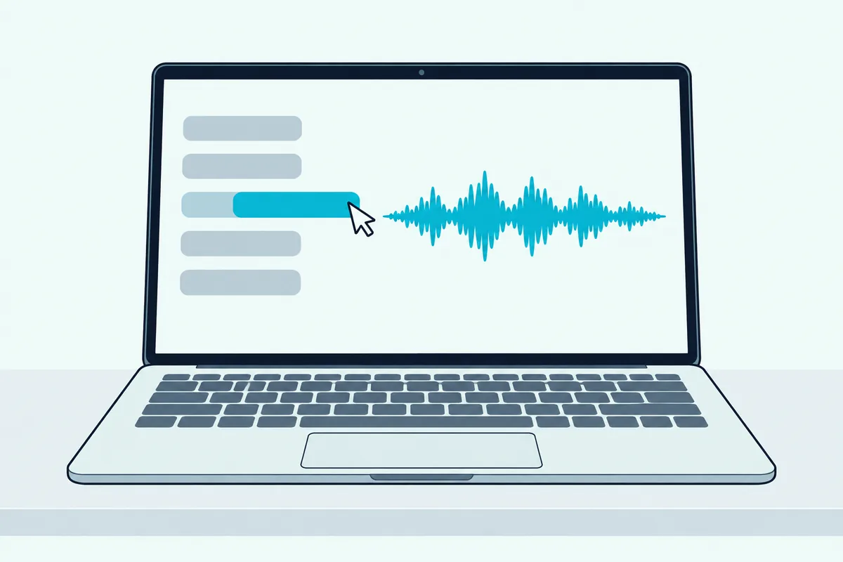 Cursor dragging a track onto a waveform on a laptop screen with no controller connected