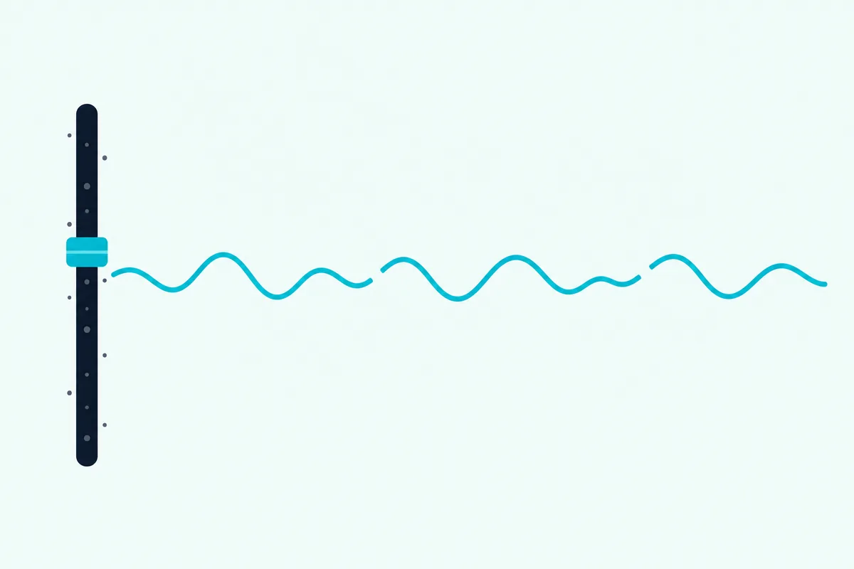 Fader slot with dust specks and a broken wavy sound line beside it