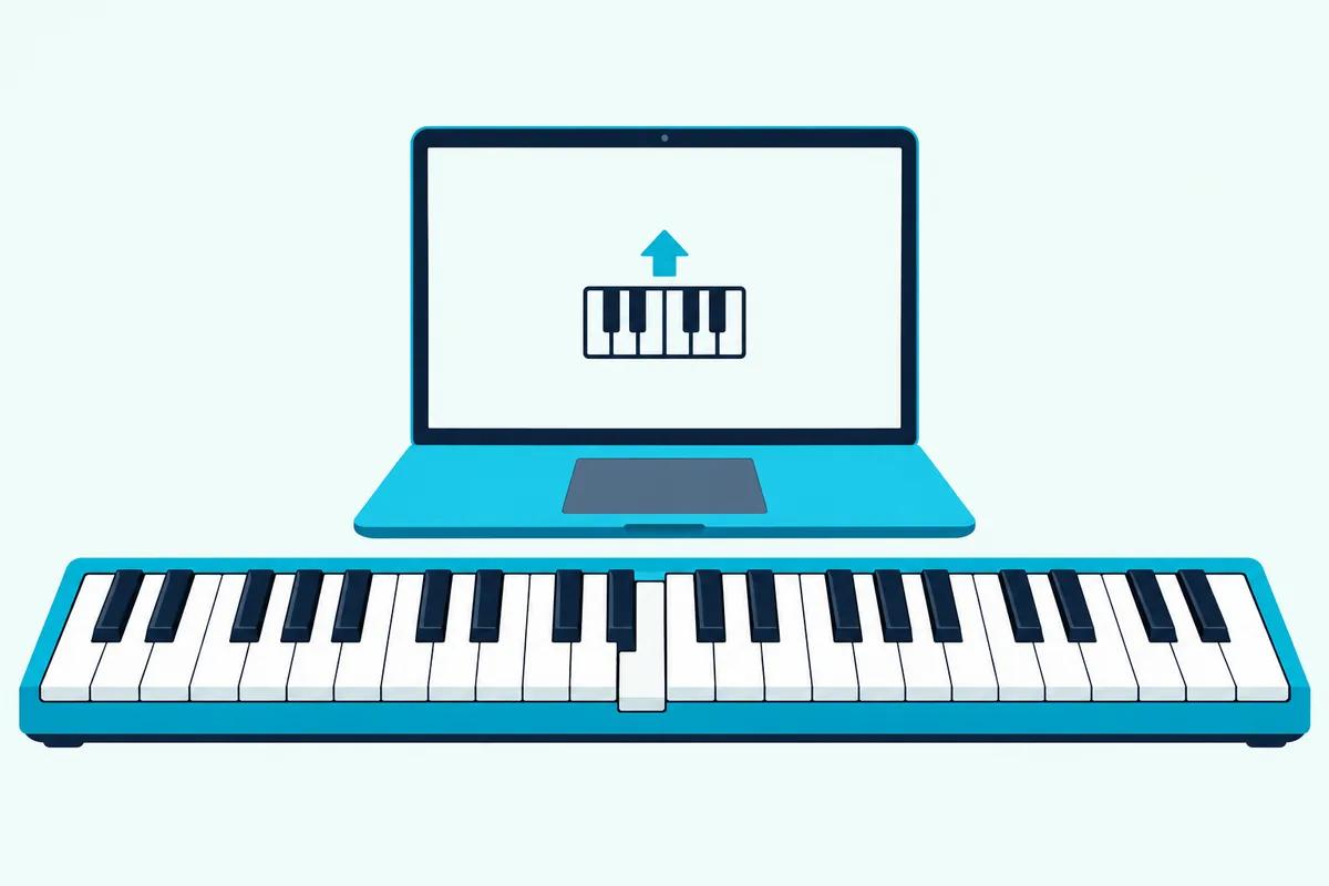 Laptop screen showing a keyboard device icon with a lit arrow while a key is pressed