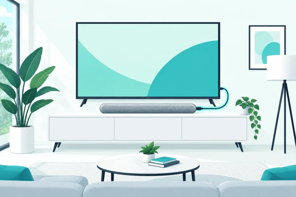 Soundbar and TV from different brands joined by one HDMI cable, an LG soundbar working with a Samsung TV