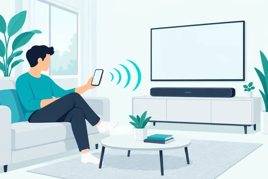Phone streaming music over Bluetooth to a soundbar under the TV