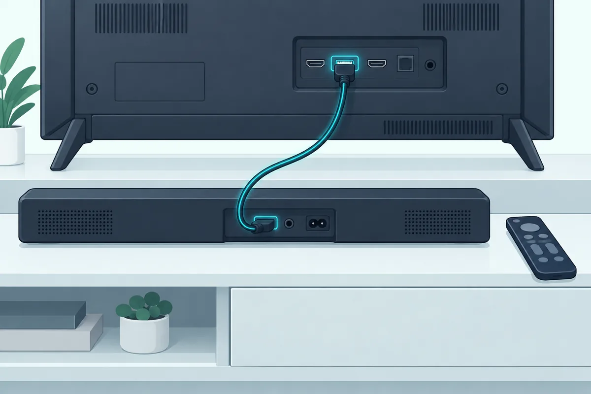 HDMI cable from a TV's ARC port to a soundbar, the connection that lets a Roku TV remote control the soundbar
