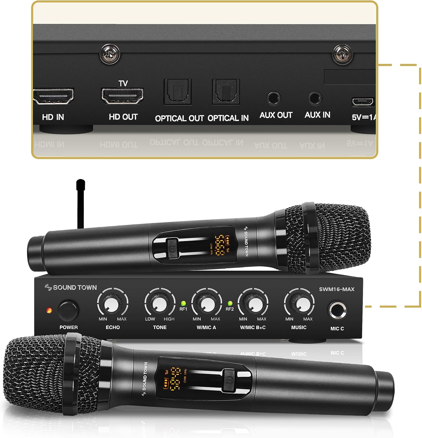 Sound Town wireless microphone karaoke mixer