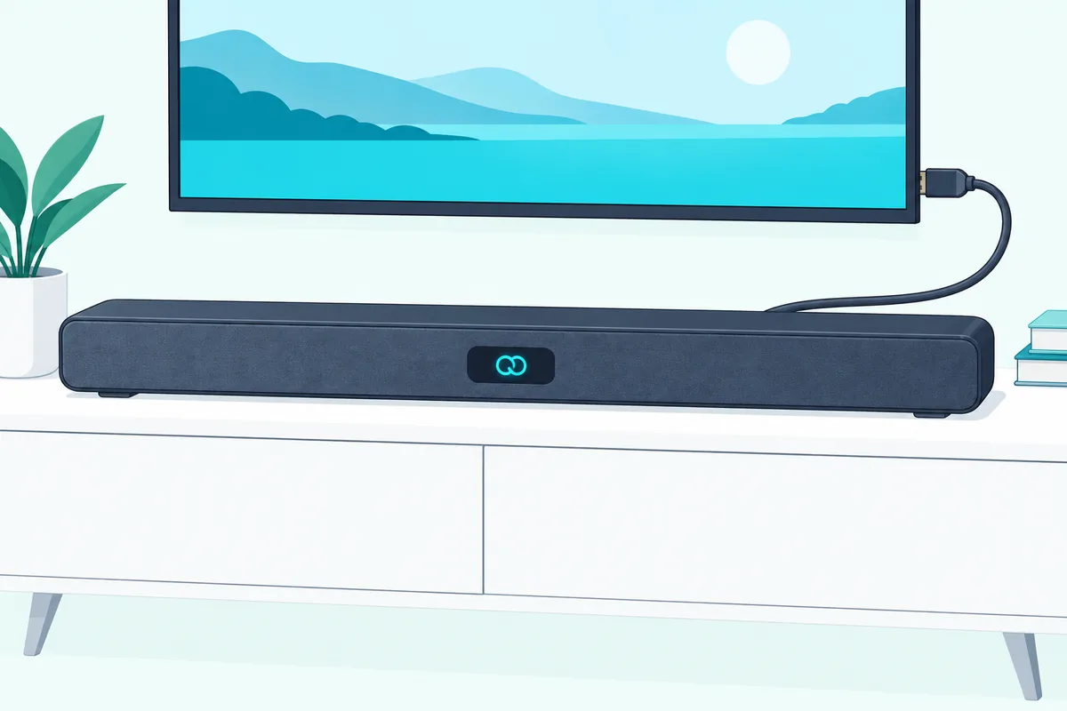 Soundbar front display lighting up once the HDMI ARC connection to the TV is working