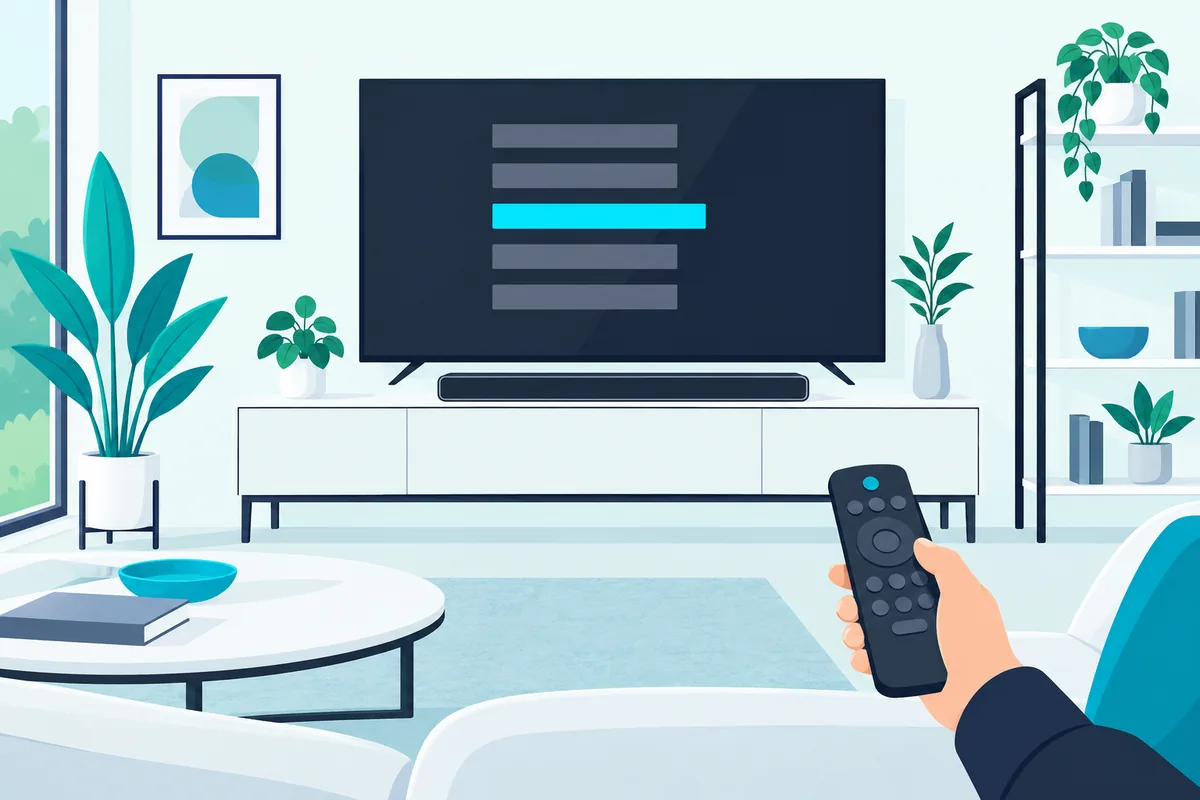 TV settings menu with a device list highlighted, pairing the soundbar below it over Bluetooth