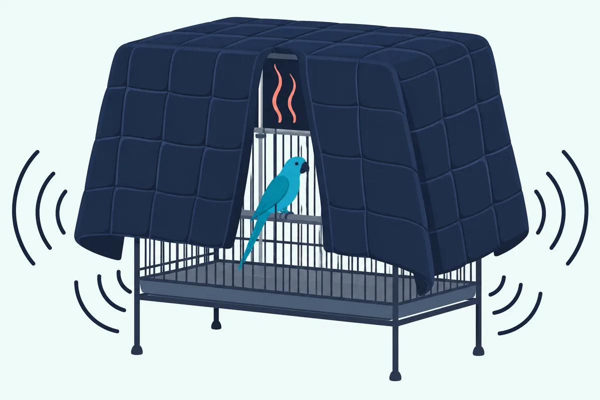 A birdcage wrapped in a heavy blanket, with heat building inside and sound still escaping from the gaps