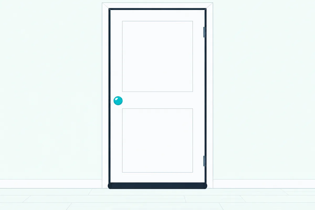 A closed interior door with a dark rubber seal strip along its frame and a black seal along the bottom