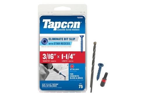 Tapcon 3/16 x 1-1/4-inch concrete screws