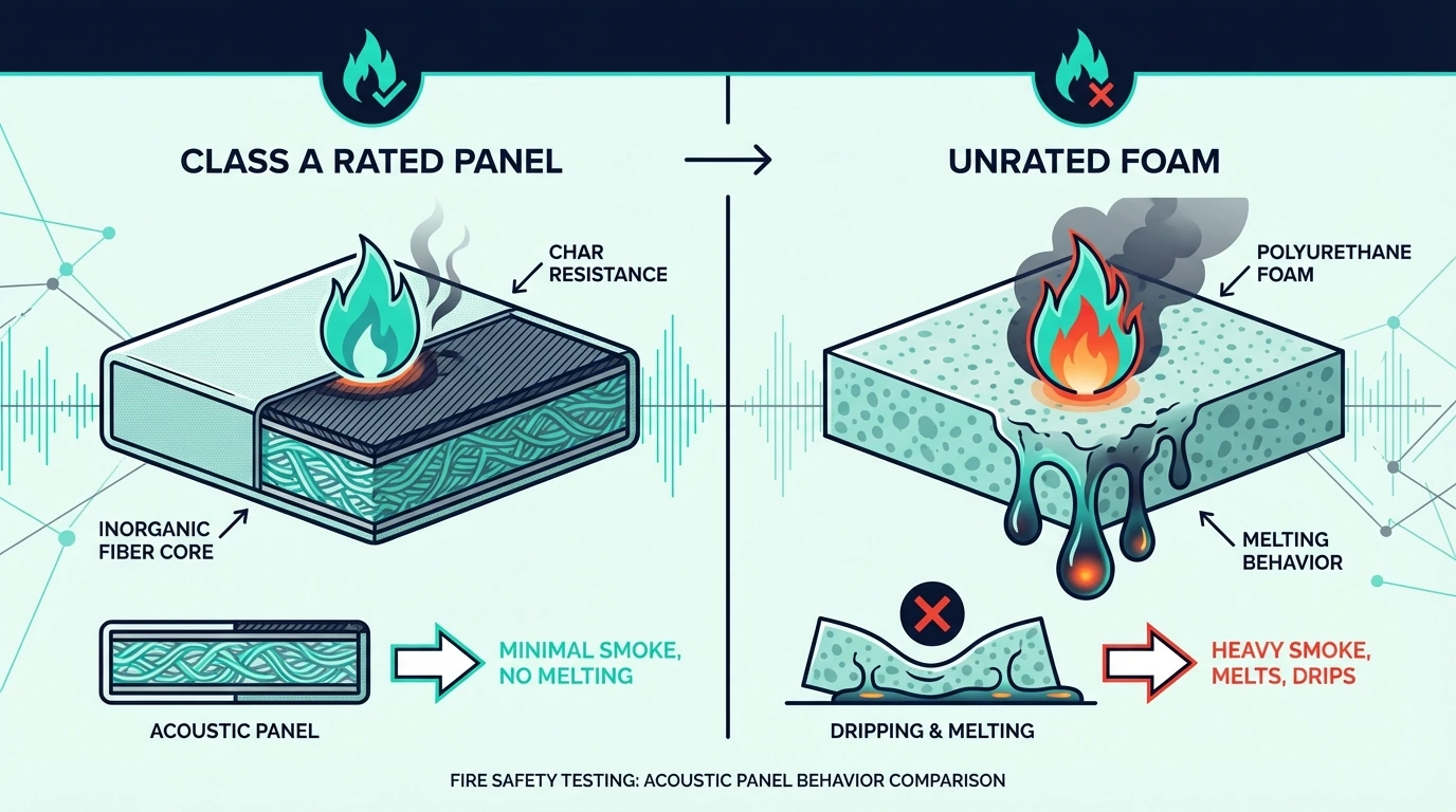Fire safety testing of acoustic panels