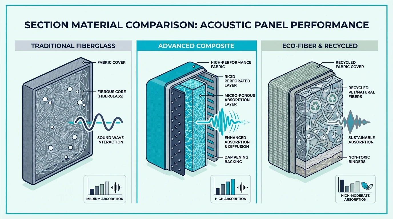 Material comparison for best fiberglass acoustic panels
