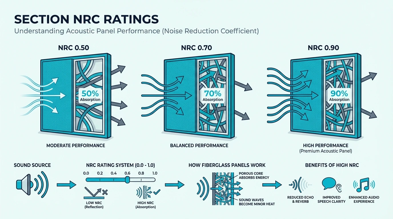 NRC ratings for best fiberglass acoustic panels