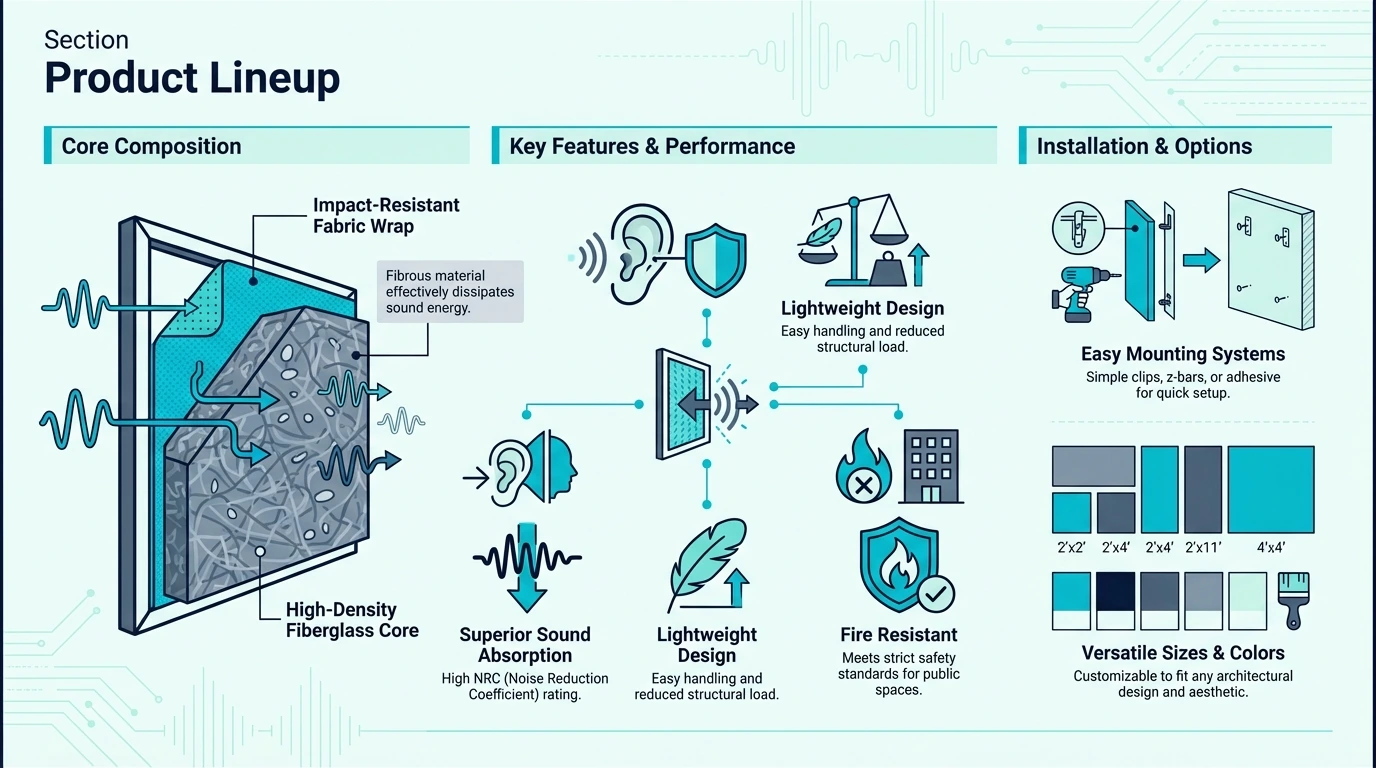 Product lineup for best fiberglass acoustic panels