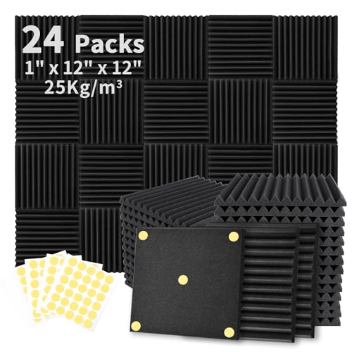 Focusound 24 Pack 1-inch Wedge Acoustic Foam Panels