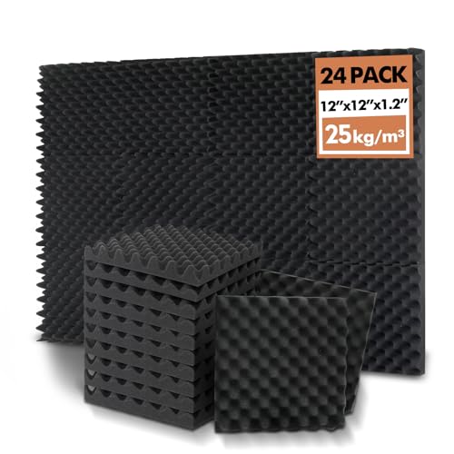 24 Pack 1.2-inch Egg Crate Acoustic Foam Panels