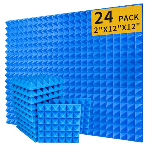 Blue Pyramid Sound Proof Foam Panels (24-Pack)
