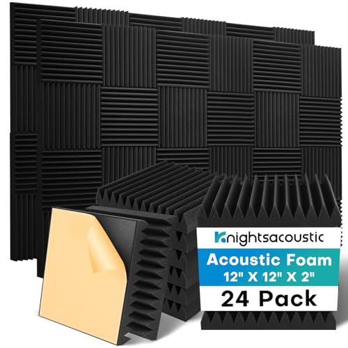 24 Pack 2-inch Acoustic Foam Panels (Self-Adhesive)