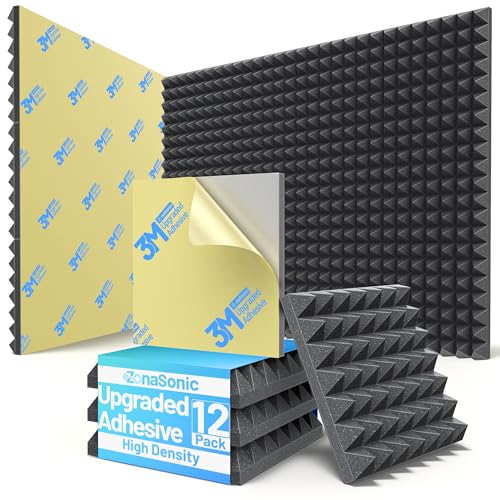 2-inch self-adhesive pyramid foam panels (12-pack)